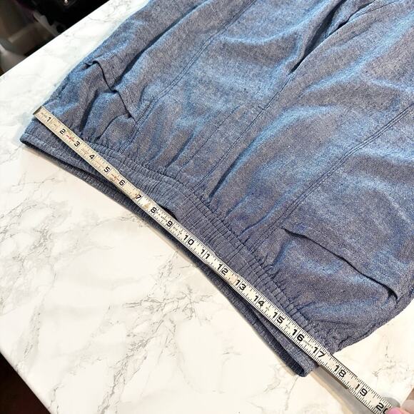 Old Navy Women's Blue Linen Blend Pull on Tapered Pants Pockets Size Large TALL - Picture 10 of 12